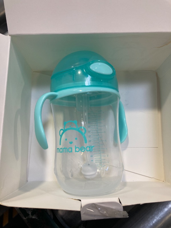 Photo 1 of Amazon Brand - Mama Bear Silicone Weighted Straw Sippy Cup, 9 Ounces, Pack of 1, Blue