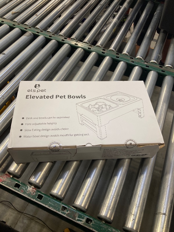 Photo 1 of ELS PET Elevated Dog Bowls, Adjustable Raised Dog Bowls with No Spill Dog Water Bowl and Stainless Steel/Slow Feeder, Stand for Small Medium Large Dogs,Cats & Pets (Plastic)