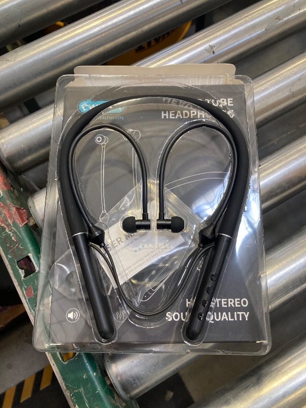 Photo 1 of Air Tube Bluetooth Headphones with LED Battery Display,EMF Free Neckband Wireless Earbuds with 25H Playtime,HD Bass Airtube Headphone Emf Free with Mic And Controls,Airtube Earbuds For Sleep,Work,Gym