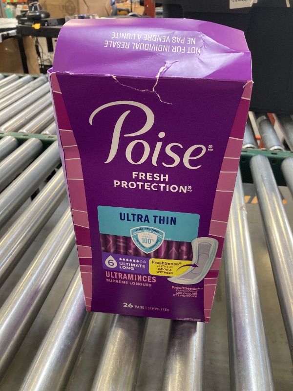 Photo 1 of Poise Ultra Thin Incontinence Pads & Postpartum Pads for Bladder Leaks, 6 Drop Ultimate Absorbency, Long Length, 26 Count
