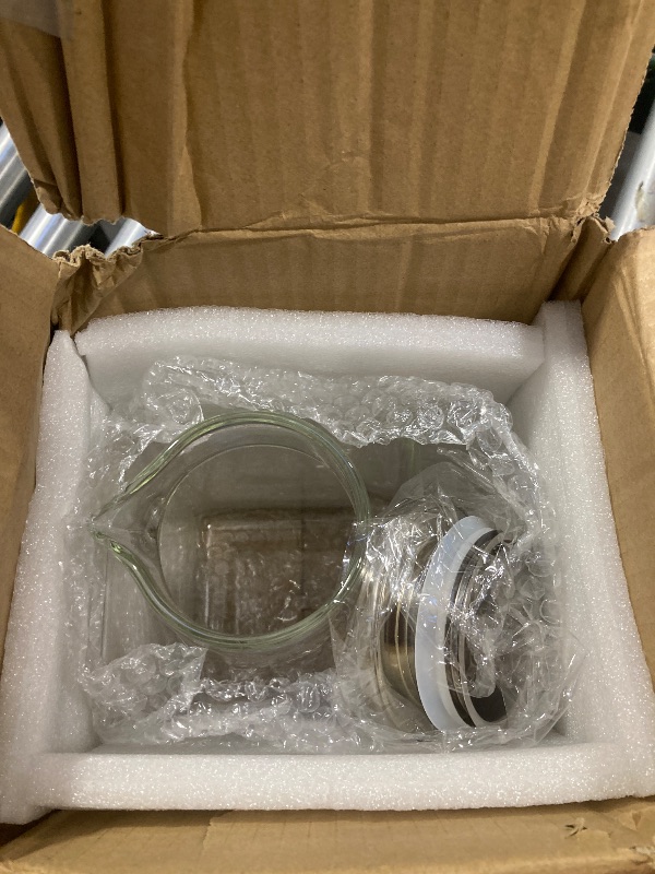 Photo 1 of 1 Gallon Square Glass Pitcher with Lid and Spout, Water Pitchers with Handle for Fridge, Borosilicate Glass Carafe for Hot/Cold Drink,Extra Large Jug for Iced Tea, Coffee,Juice,Beverage, Clear