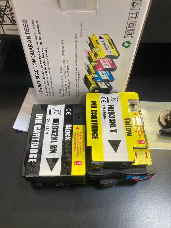 Photo 1 of Ink Cartridges HP 932XL 933XL. Works with OfficeJet 6600 6700 7610 7612 7510 7110 6100 Printers. 4 Pack (Black, Cyan, Magenta & Yellow).
