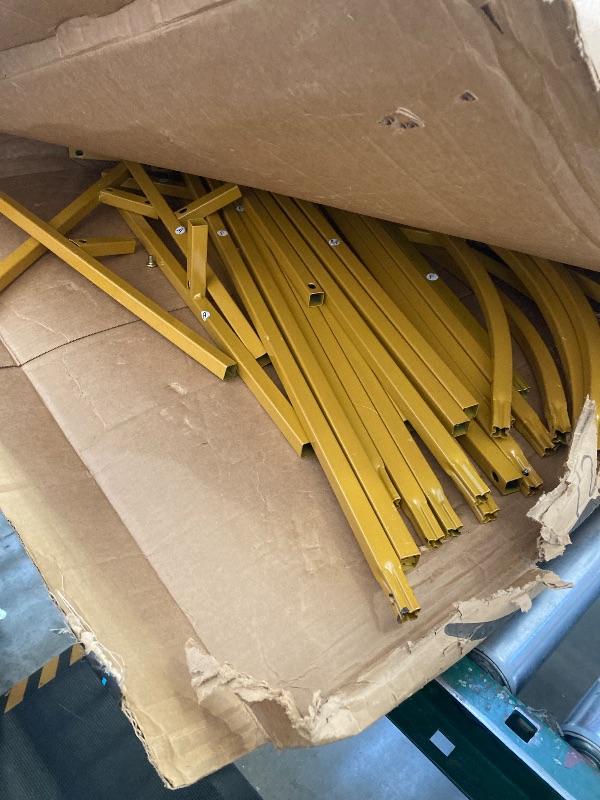 Photo 1 of Backdrop Stand Heavy Duty with Base, Gold Portable Adjustable Pipe and Drape Backdrop Stand Kit, Square Metal Arch Party Frame for Wedding Birthday Parties Banquet Decorations