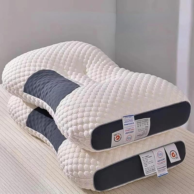 Photo 1 of 3D SPA Massage Pillow Partition to Help Sleep and Protect The Neck Pillows Knitted Cotton Pillow Bedding (2pcs Honeycomb Shape)