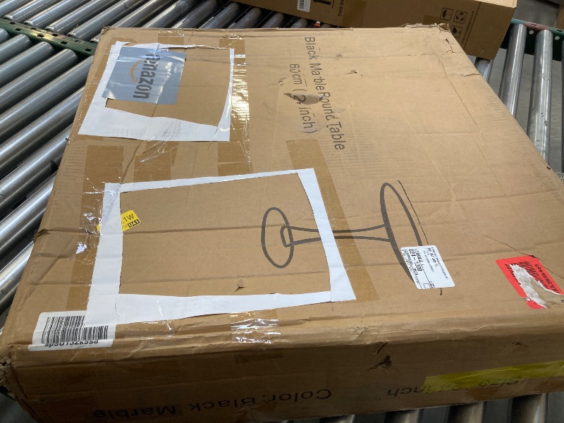 Photo 1 of Black Round Table Modern Dining Table Marble Texture Tulip Round Kitchen Table Mid Century Coffee Table for Living Room, 24 inch