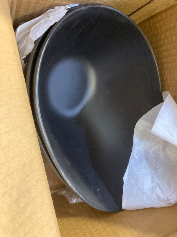 Photo 1 of 2PCS ONLY ----LOVYANXUE Bamboo Fiber Salad Bowls Compostable 33 Ounce Elegant Black Angled Bowls for Salad, Pasta, Soup, Prep, Ideal for Home and Restaurant (Black, 9.5Inch)