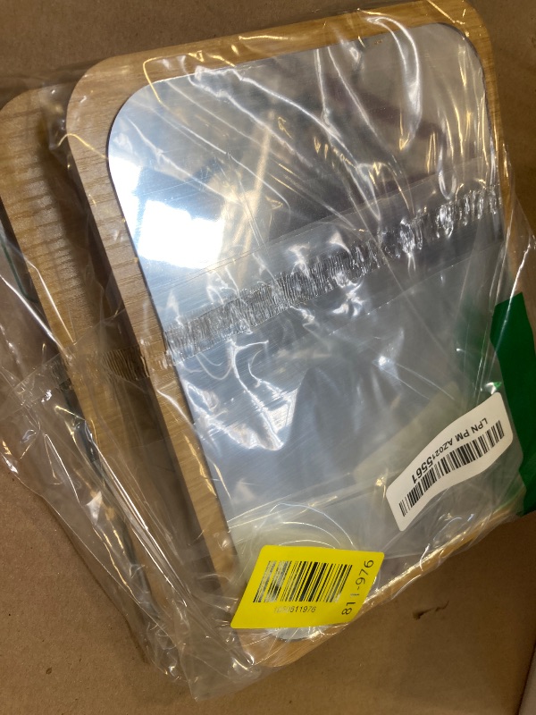 Photo 1 of Aestivate Rectangle Compact Table Mirror Standing Wood Framed Mirror Desktop Mirror 90 Degree Rotating Mirror for Makeup Cosmetic (Vertical Rectangle)