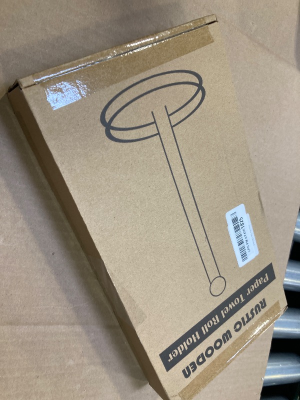 Photo 1 of 14" Acacia Wooden Paper Towel Holder, 6.7" Large Heavy Base Wooden Kitchen Paper Towel Roll Stand Organizer Free Standing, Rustic Farmhouse Paper Towel Holder Stand, Standing Paper Towel Roll Holders