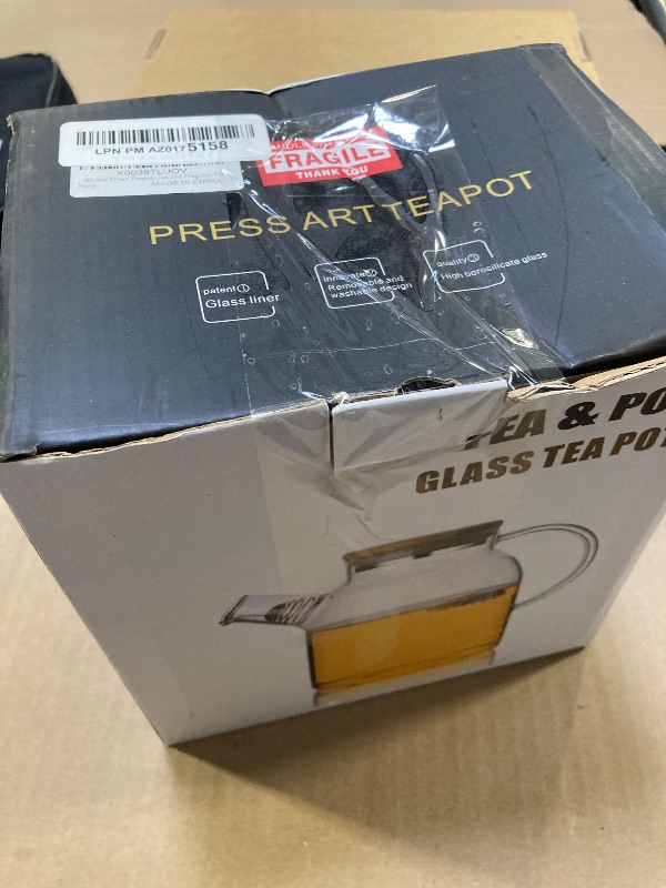 Photo 1 of 60.8oz Glass Teapot, Stovetop & Microwave Safe Glass Borosilicate Tea Pot,Clear Teapot with Strainer, Glass Tea Kettle with Wooden Lid, Loose Leaf?Fruit Tea and Fragrant Tea