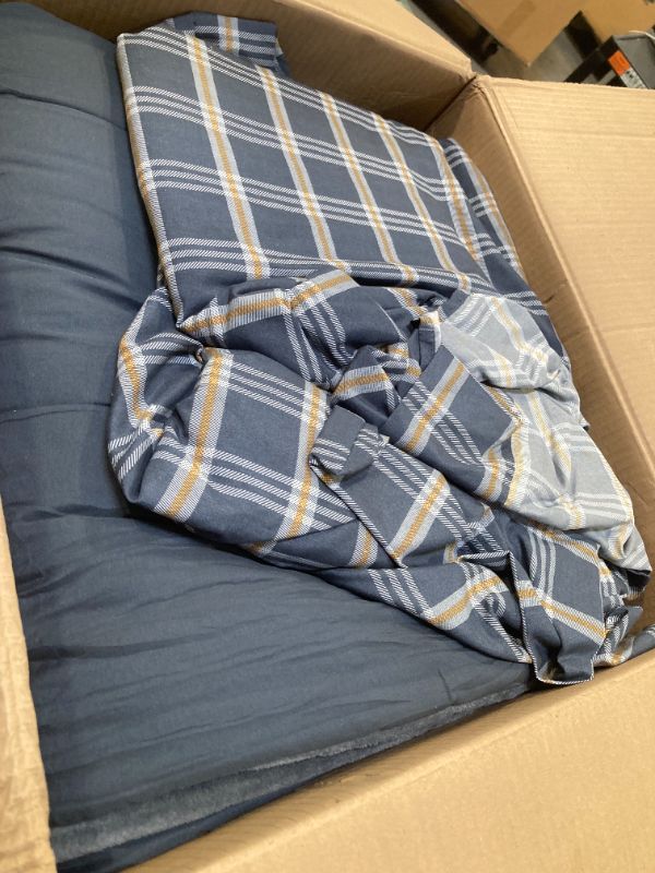 Photo 1 of AMBERSPACE Plush Queen Comforter Set Blue Grey, Flannel Velvet Comforter Sets 7 Pieces Bed in a Bag, Soft Warm Winter Bedding Set with Sheets, Pillowcases & Shams