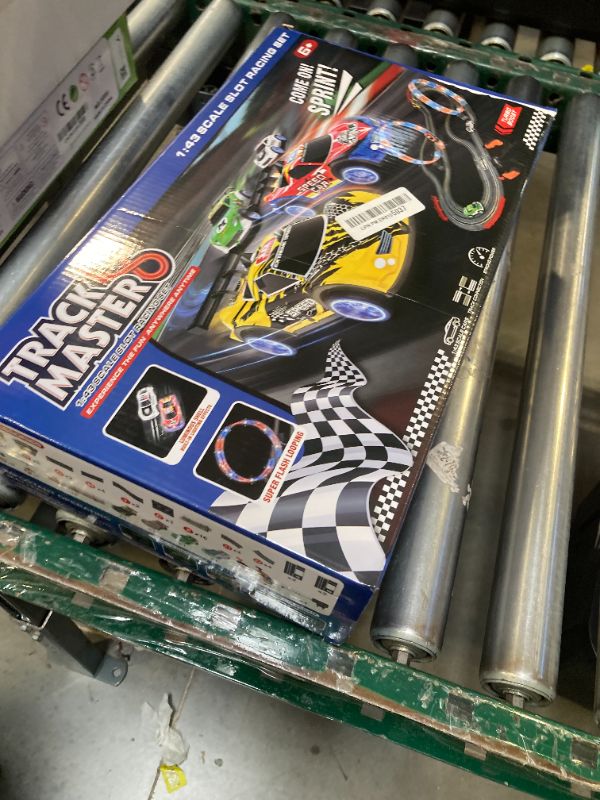 Photo 1 of 2-in-1 Slot Car Race Track Set with 4 High-Speed Cars, Electric Track, Dual Racing Game with 2 Controllers, Circular Overpass Design Featuring Flash Tracks. Toy Gift for Boys Kids Ages 4-6 6-8 8-12
