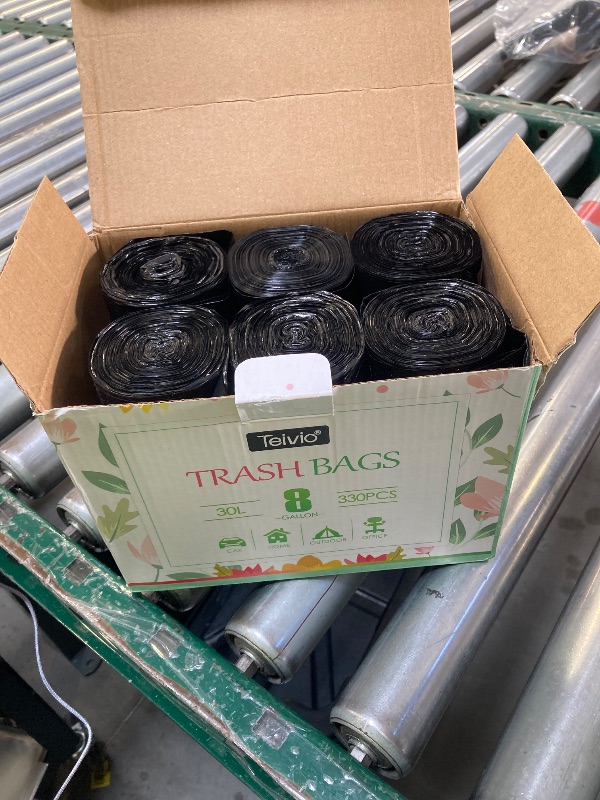 Photo 1 of 8 Gallon 330 Counts Strong Trash Bags Garbage Bags by Teivio, Bathroom Trash Can Bin Liners, Plastic Bags for home office kitchen, Clear