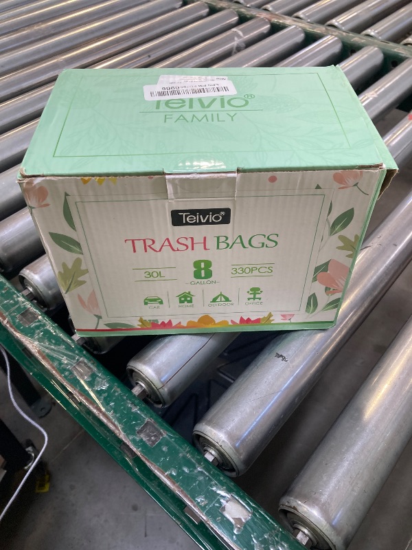Photo 1 of 8 Gallon 330 Counts Strong Trash Bags Garbage Bags by Teivio, Bathroom Trash Can Bin Liners, Plastic Bags for home office kitchen, Clear