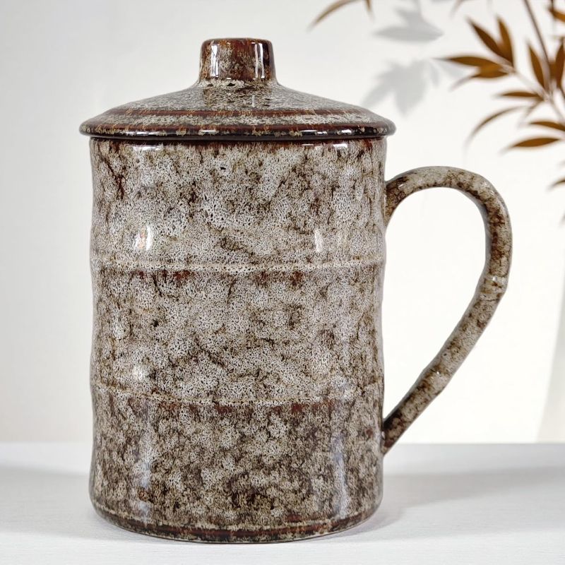 Photo 1 of 26oz Large Ceramic Coffee Mug,Extra Big Tea Cup with Handle and Lid,Bamboo Oversized Office Water Mug,Jumbo Glaze Coffee Mugs,White