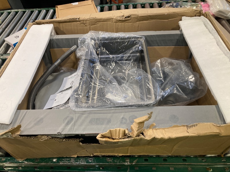 Photo 1 of 33x22 Inch Nano Black Kitchen Single Bowl Sink With Flying Rain Waterfall, Integrated Workstation, Pull-Out Tap, Drain Basket, Two Waterfalls (33 * 22 * 10 Inch)