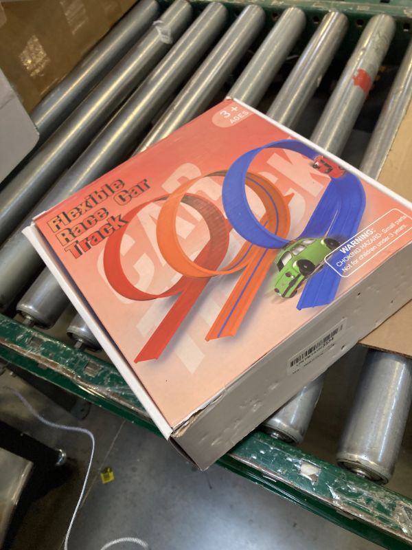 Photo 1 of 15 Ft Flexible Race Car Track Compatible with Hot Wheels and Diecast 1/64th Cars,Classic Long Rolls Up Portable Racetrack Roll Up Race Track