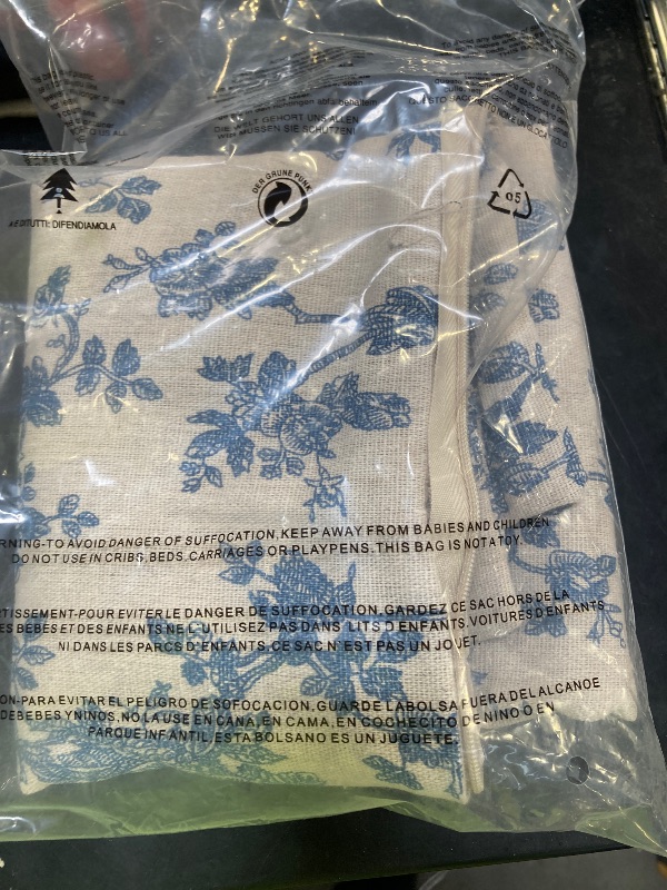 Photo 1 of Amor Virisso Floral Throw Pillow Covers 20x20 Set of 2 Block Print Pillow Covers Neutral Floral Striped Farmhouse Decorative Pillow Covers for Sofa Couch Bed, Light Blue