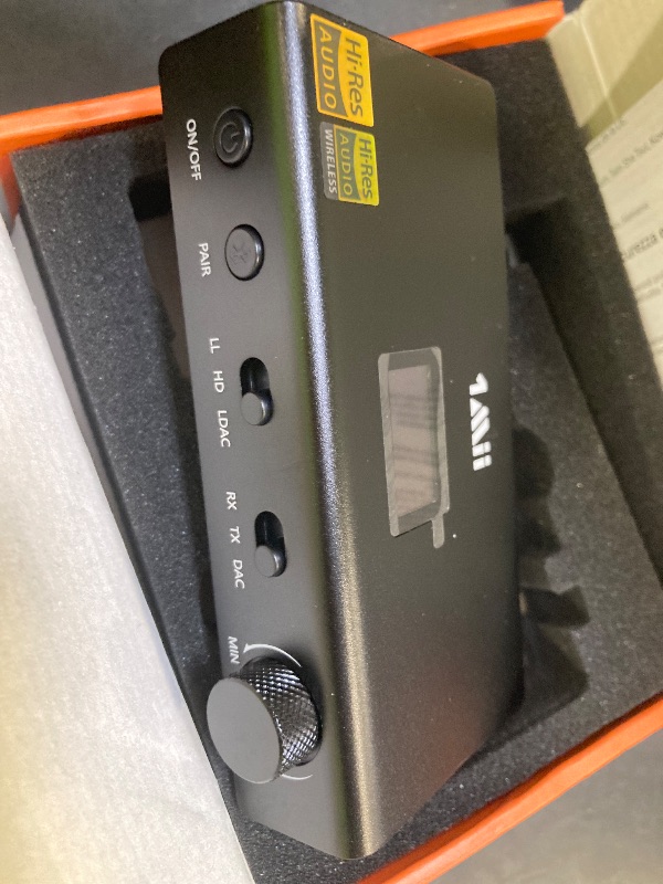 Photo 1 of 1Mii DS700 HiFi Bluetooth Audio Transmitter Receiver for TV, Long Range Wireless Adapter with Audiophile DAC, LDAC/aptX HD/aptX LL, OLED Display, Optical & Coaxial Input/Output, RCA Output Only