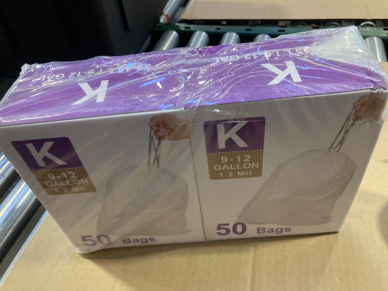 Photo 1 of Code K Heavy Duty Trash Bags 1.2 MIL THICK Compatible with simplehuman Code K | 9-12 Gallon / 35-45 Liter Drawstring White Garbage Can Liners Heavy Duty Plastic Trash Bags 50 Count 2 Packs