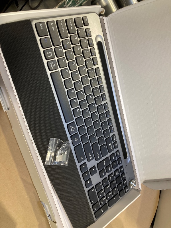 Photo 1 of GAMCATZ Ergonomic Wireless Keyboard with Wrist Rest-Low-Profile,Phone/Tablet Holder,Quiet Design?Windows & Mac OS?Full Size Cordless USB Computer Keyboard for Desktop,Laptop, PC, Mac, Windows-Black