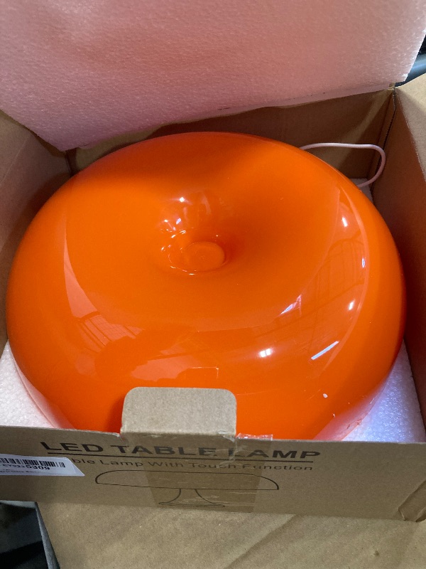 Photo 1 of DIVEKID Orange Bedside Lamp for Bedroom Nightstand, Retro Mushroom Table Lamp with 3 Lighting Color and 10 Brightness Level, Desk Lamp for Reading Room/Office/Dorm(W11'' x H7.67'', USB Powered)