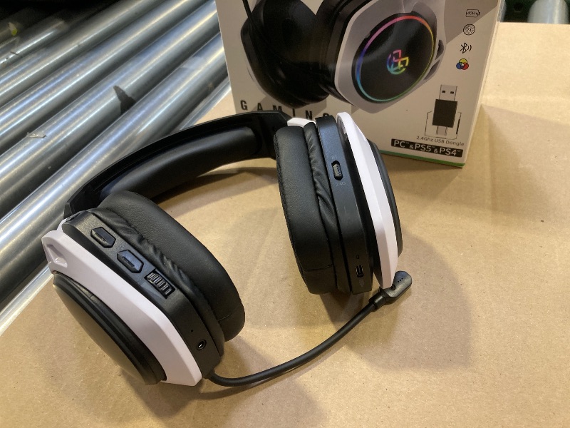 Photo 1 of Tatybo 2.4GHz Wireless Gaming Headset for 40Hr+, Bluetooth 5.3 Wireless Headset with 360°Adjustable ENC Mic, Gaming Headphones for Ps5, Ps4, PC, Switch, Phone