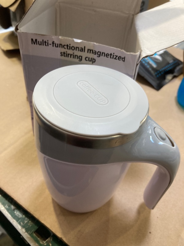 Photo 1 of Gsycle Self Stirring Coffee Mug, Portable Automatic Magnetic Stirring Coffee Stirrer Cup Stainless Steel Self Mixing Coffee Mug with Lid for Coffee Milk Cocoa(White)
