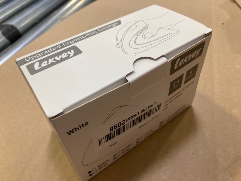 Photo 1 of Lekvey Ergonomic Mouse, Vertical Wireless Mouse, Rechargeable 2.4G Optical Carpal Tunnel Mice with USB Receiver: 1000/1200/1600 DPI, 6 Buttons, for Laptop, Computer, Mac, PC, Desktop, Notebook, White