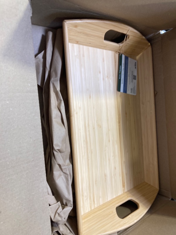 Photo 1 of Totally Bamboo Butler's Serving Tray with Handles, Decorative Tray for Ottoman or Coffee Table, 23" x 15"