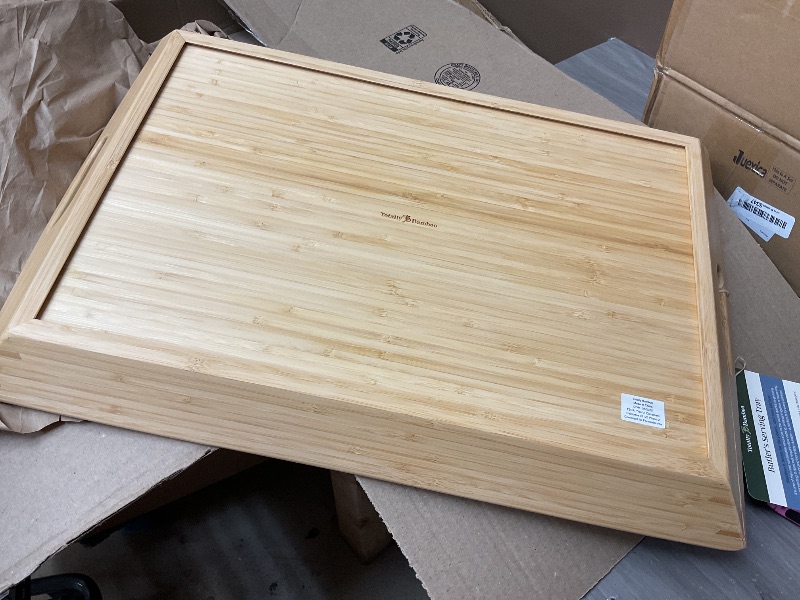 Photo 1 of Totally Bamboo Butler's Serving Tray with Handles, Decorative Tray for Ottoman or Coffee Table, 23" x 15"