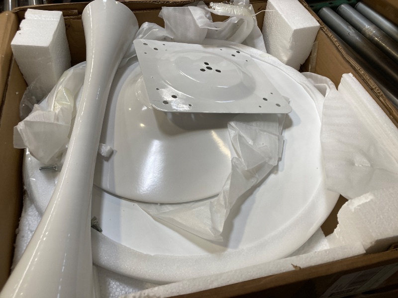 Photo 1 of 23.4" Tulip Dining Table, White, Perfect for 2-4 People, Mid-Century Modern Style, Round MDF Top with Sturdy Base for Dining Room, Living Room, Cafe
