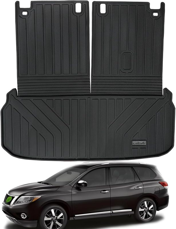 Photo 1 of Large Cargo Liners for 2013-2020 Nissan Pathfinder / 2013 Infiniti JX35 / 2014-2020 Infiniti QX60 with Backrest Protection,TPE All Weather Protection with Trunk Mat Covering The backrest
