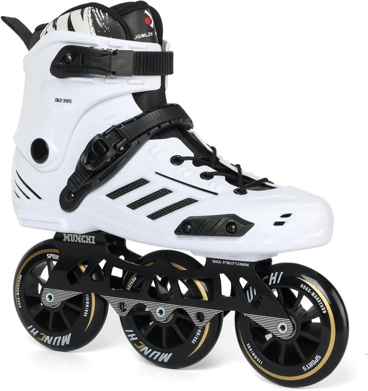 Photo 1 of 3 Wheel Inline Skates for Adult Women 9.5-Men 8.5,Professional Outdoor Fitness 3X110 Mm Wheels Roller Skates Blades for Unisex 
