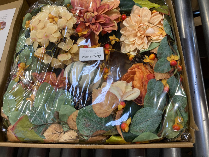 Photo 1 of Wreath Decorated with Pumpkin 20 inches