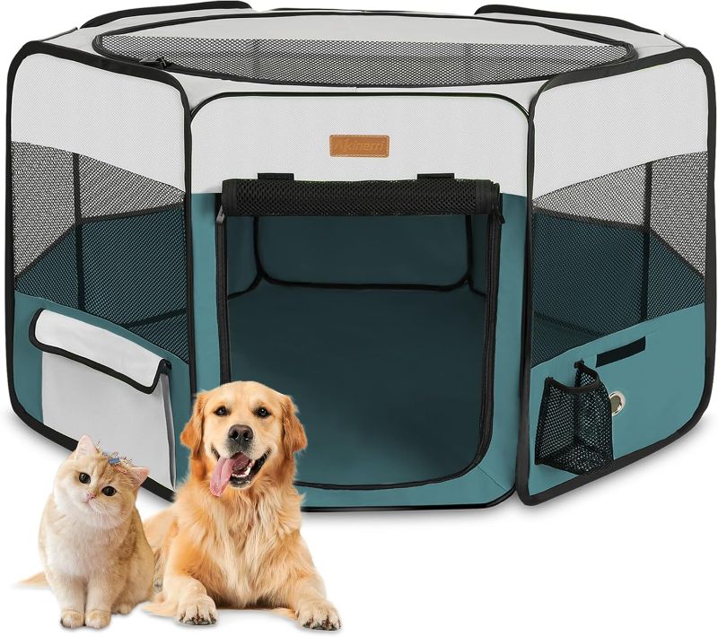 Photo 1 of Dog Playpen, Portable Pet Play Pen for Cat, Puppies, Rabbits, Chickens, Foldable Large-Capacity Pet Tent for Indoor/Outdoor Travel Camping (Size XL Without Carry Bag)
