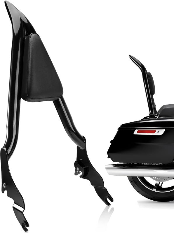 Photo 1 of 09-25 One-Piece Passenger Backetst Sissy Bar Fits Harley Street Glide Road Glide Electra Glide Road King Electra Models, Gloss black
