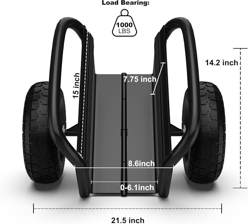 Photo 1 of Heavy Duty Panel Slab Dolly with Handle & 2 10" Solid Rubber Tires Wheels 1000LBS Load Capacity for Drywall Sheet Heavy Appliance & Material Handling All Terrain Moving Cart Panel Dolly - Black
