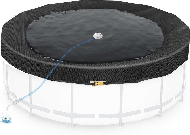 Photo 1 of 24FT Round Pool Cover for Above Ground Pools, Thickened 420D Pool Covers with Automatic Drain, Winter Pool Cover with Ratchet Buckle, Tear Resistant & Quick Installation
