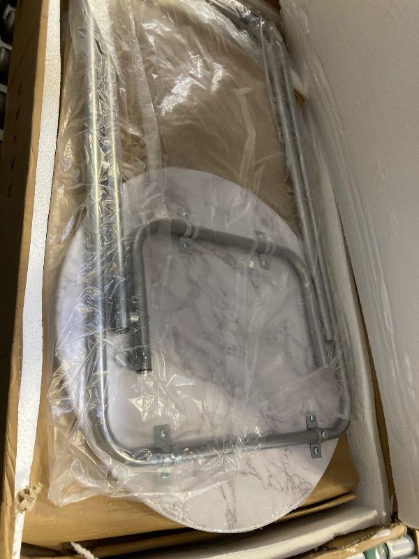 Photo 1 of TV Trays Table Set of 4 Round Portable Folding TV Tray Table TV Dinner Tray with Sturdy MDF, No Assembly Required, 17.5 x 17.5 x 26 in (White Marble, 4Pcs)	