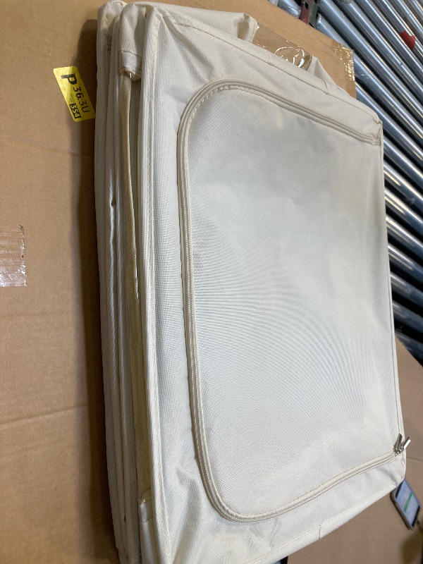 Photo 1 of 3Pack Frame Storage Box - Clothes Storage Bin Bags Oxford Fabric Foldable Stackable Container Organizer Set with Clear Window & Carry Handles Large Capacity (Beige, Large-66L)

