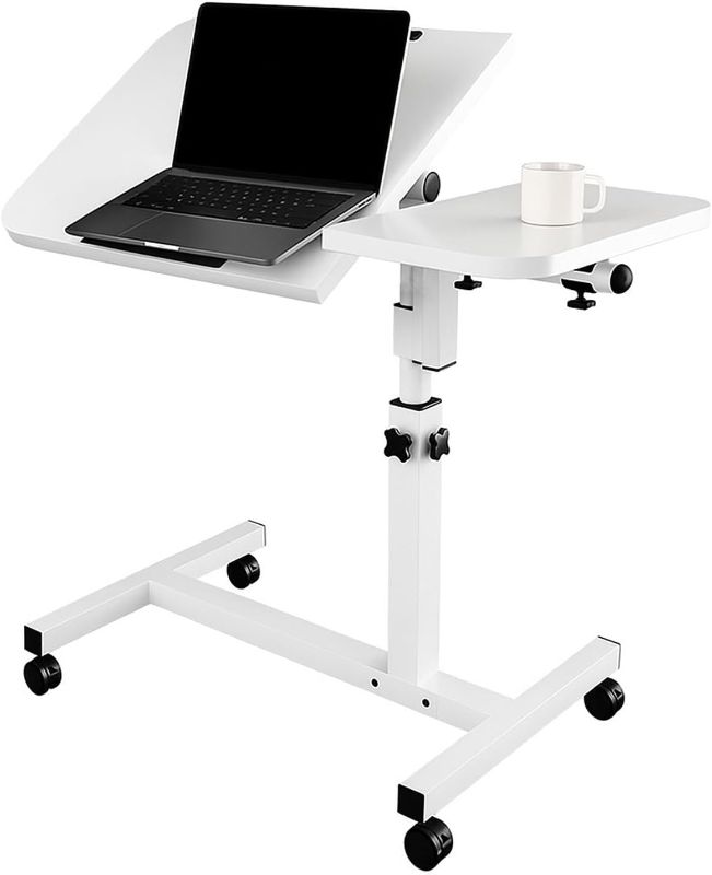 Photo 1 of Adjustable Overbed Tables Laptop Stand with Wheels for Couch Hospital Over Bed Table Side Tray Tables Laptop Bed Sofa Side Table
