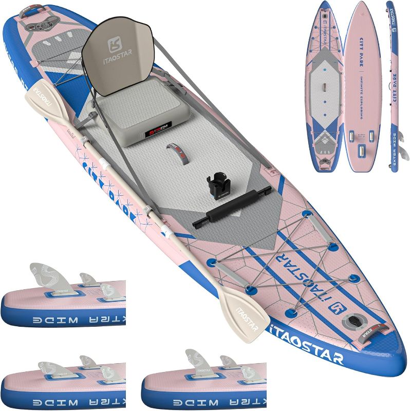 Photo 1 of City Park 12'×35" Extra Wide Paddle Board with Seat, One-Stop Premium SUP Board Gears, Tailored 5 Fins, Stable Inflatable Stand Up Paddle Boards for Youth/Adults of All Levels
