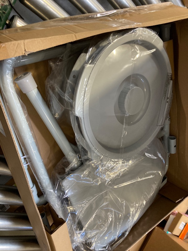 Photo 1 of Drive Medical 11148-1 Folding Steel Bedside Commode Chair, Portable Toilet, Supports Individuals Weighing Up To 350 Lbs, with 7.5 Qt. Bucket and 13.5 Inch Seat, Grey