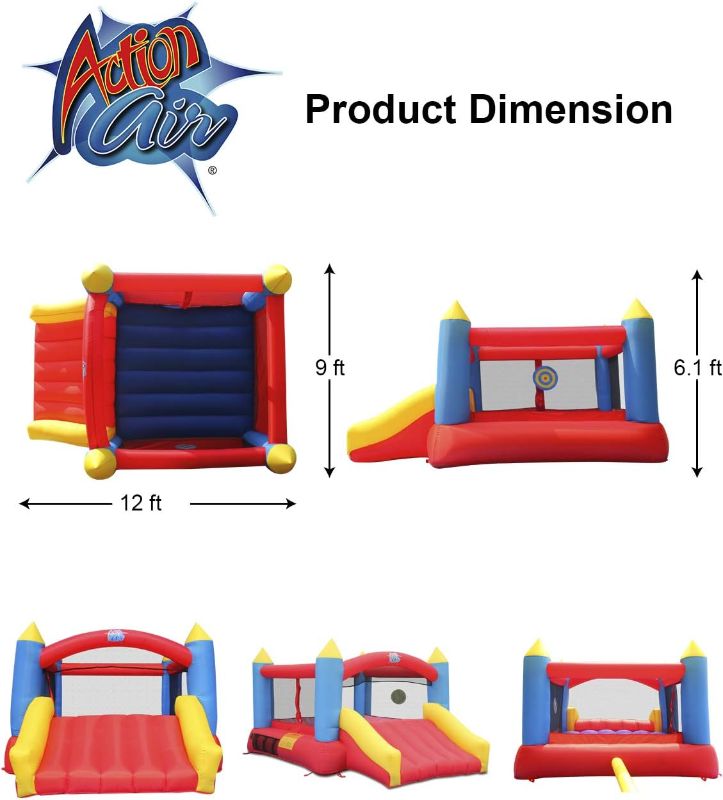Photo 1 of ACTION AIR [Updated Version] Bounce House, Inflatable Bouncer with Air Blower, Jumping Castle with Slide, Family Backyard Bouncy Castle, Durable Sewn with Extra Thick Material, Idea for Kids (C-9745)
