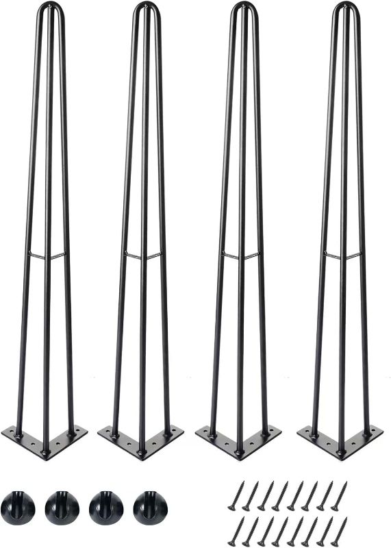 Photo 1 of 28Inch Reinforce Hairpin Table Legs for Furniture Set of4, Sturdy Cast lron Modern Metal Desk Legs,1300lbs Load Capacity for Coffee Table,Dresser Legs ?Night Stand Desk Bench?Desk(28in)