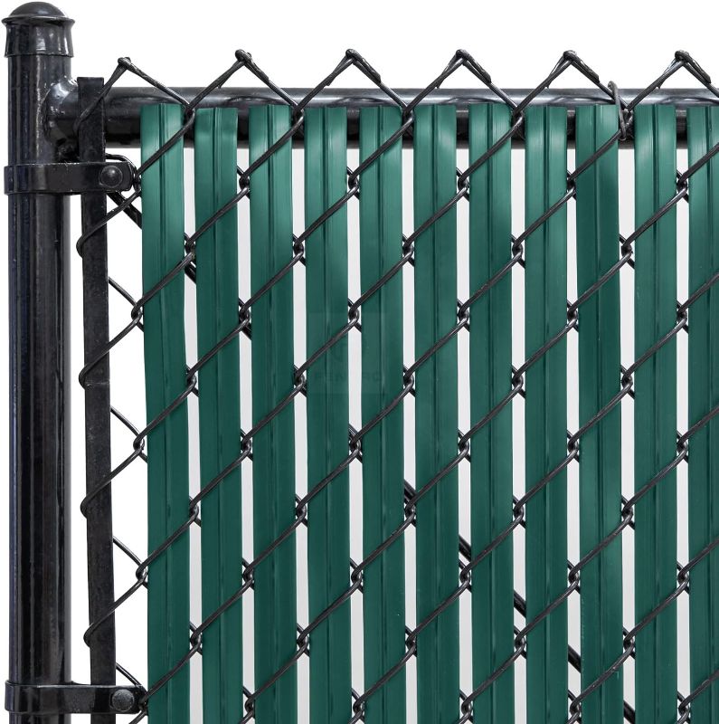 Photo 1 of Chain-Link Fence Blade Slats with Bottom Lock (4-ft, Green)
