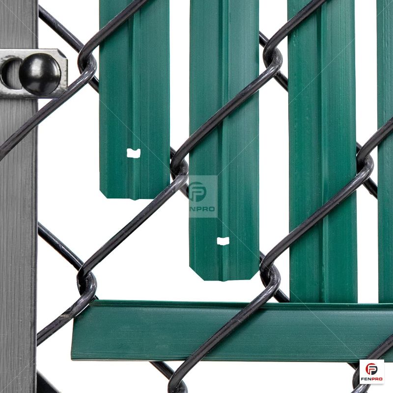 Photo 1 of Chain-Link Fence Blade Slats with Bottom Lock (4-ft, Green)
