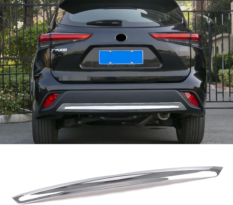 Photo 1 of Car Accessories Fit for Toyota Highlander 2020 2021 2022 2023 2024 2025 Rear Bumper Trunk Lid Moulding Guard Cover Trim (Glossy Chrome Style) ABS 1 PC
