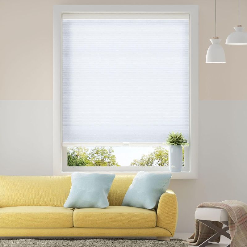 Photo 1 of Honeycomb Cellular Shades Cordless Light Filtering for Windows Inside & Outside Mount, 32x64 inch, White(Light Filtering)
