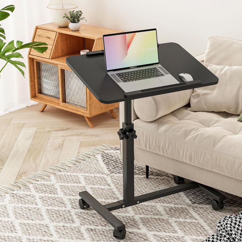 Photo 1 of Bed Desk Adjustable Overbed Bedside Table Rolling Laptop Tray Desk Cart Height Portable Mobile Sit Stand Table Tilting Hospital Bed with Wheels
